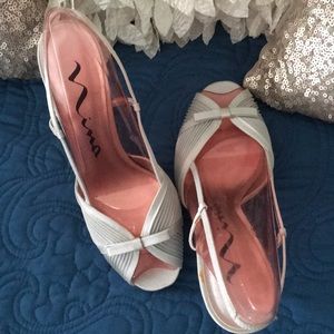 Nina Oriana Silver Glimmer Sling Back Shoes